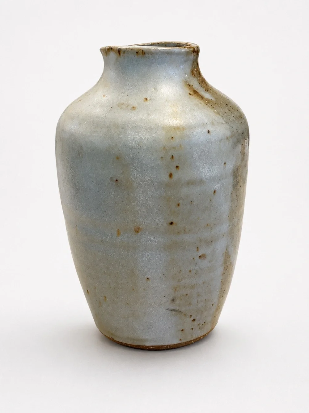 Studio Pottery Vase Blue Gray Speckled Glaze Rustic Artisan Stoneware